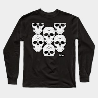 Skulls Convene Worn White Wink by Blackout Design Long Sleeve T-Shirt